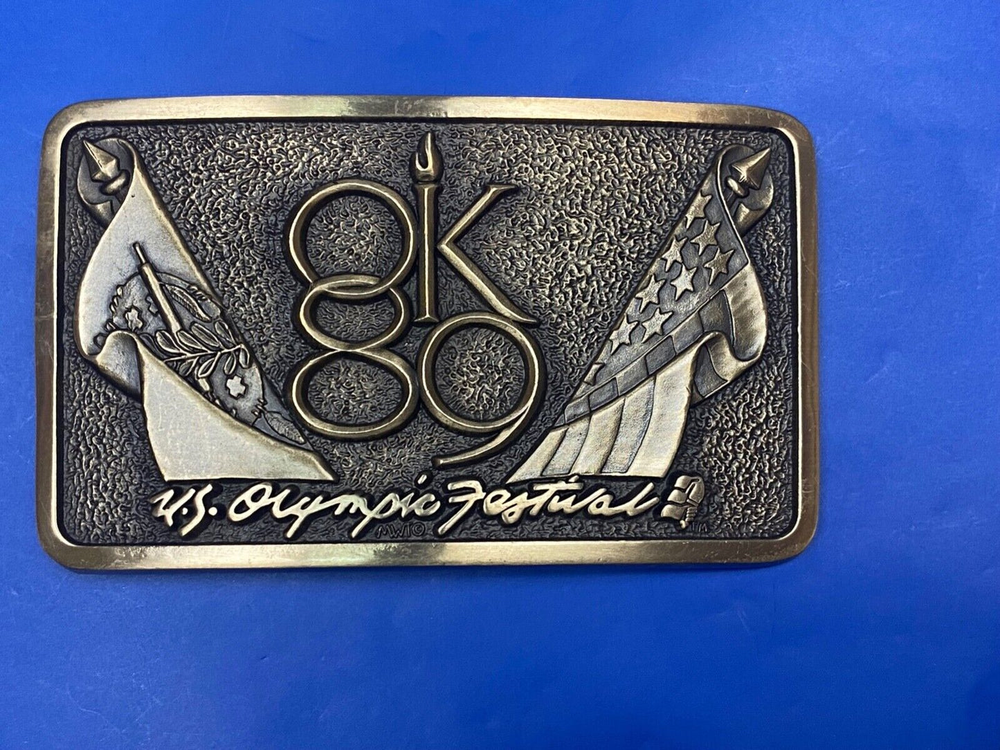 1989 Olympics Festival Commemorative Solid Brass Belt Buckle By Mwt