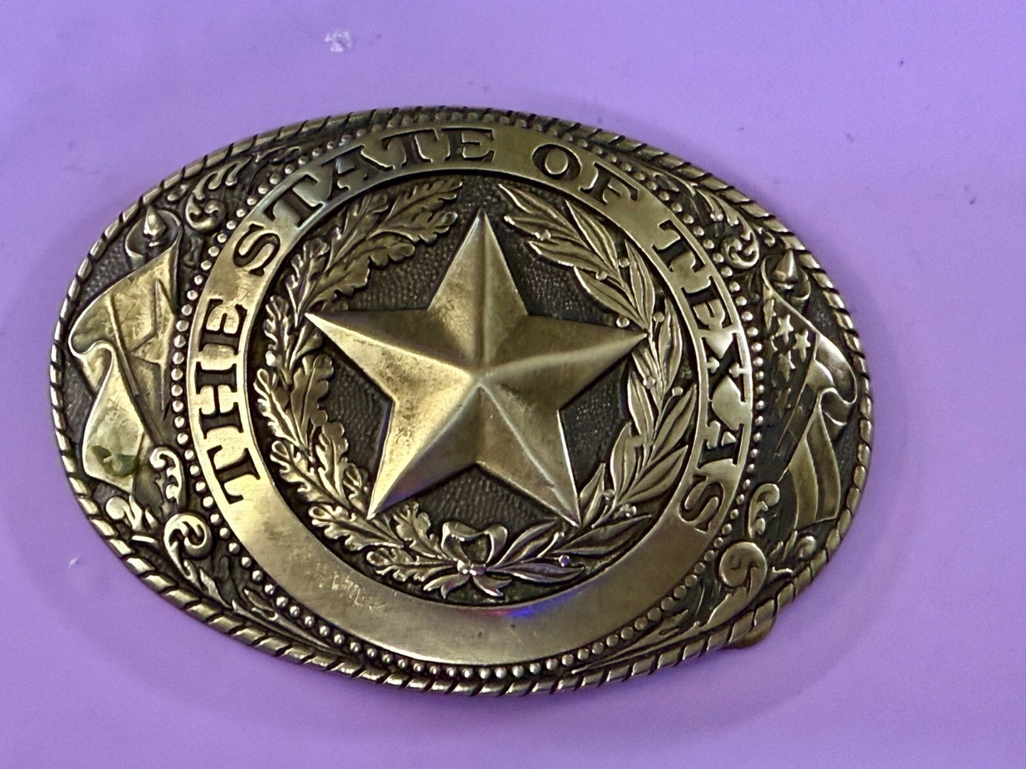 Texas Lone Star State Vintage Statehood Series Solid Brass Tony Lama Belt Buckle