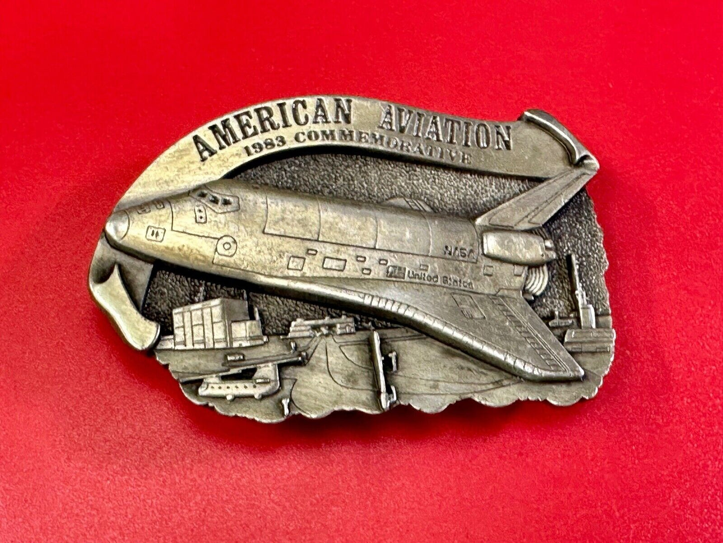 1983 American Aviation Commemorative Plane Pilots belt buckle by Arroyo Grande