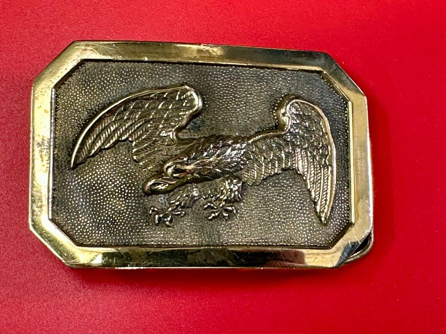 American Bald Eagle Patriotic USA 1978 solid brass belt buckle by Baron Buckles