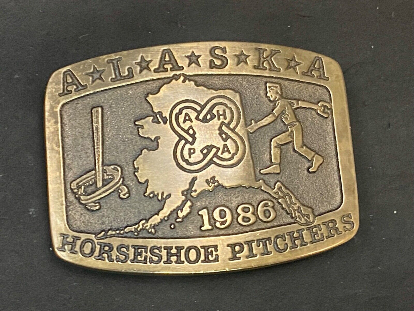 Vintage 86 Alaska Horseshoe Pitchers Belt Buckle Limited Ak Frontier Treasures