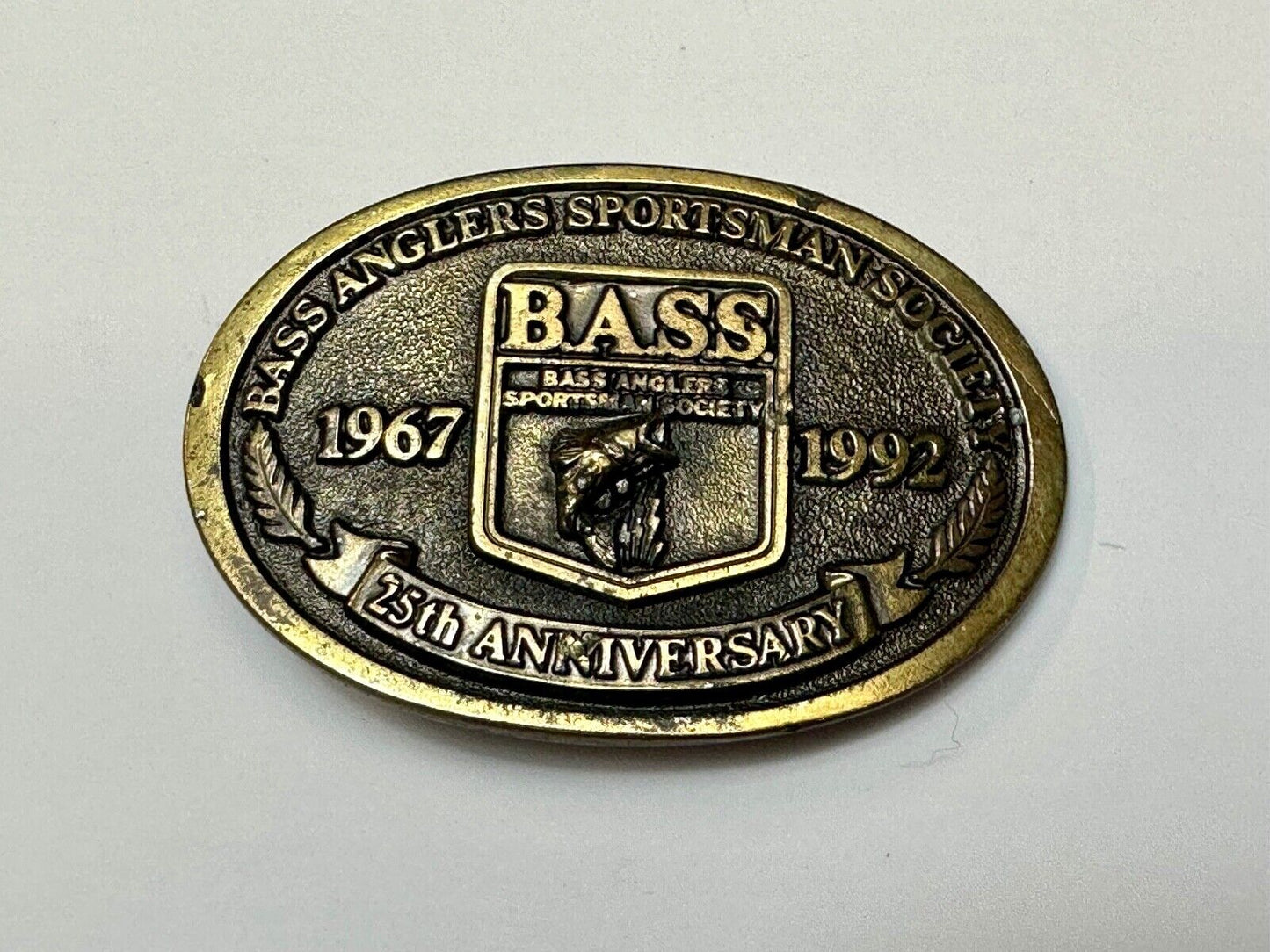 BASS 1992 25 years Bass Anglers Fishing Society commemorative belt buckle