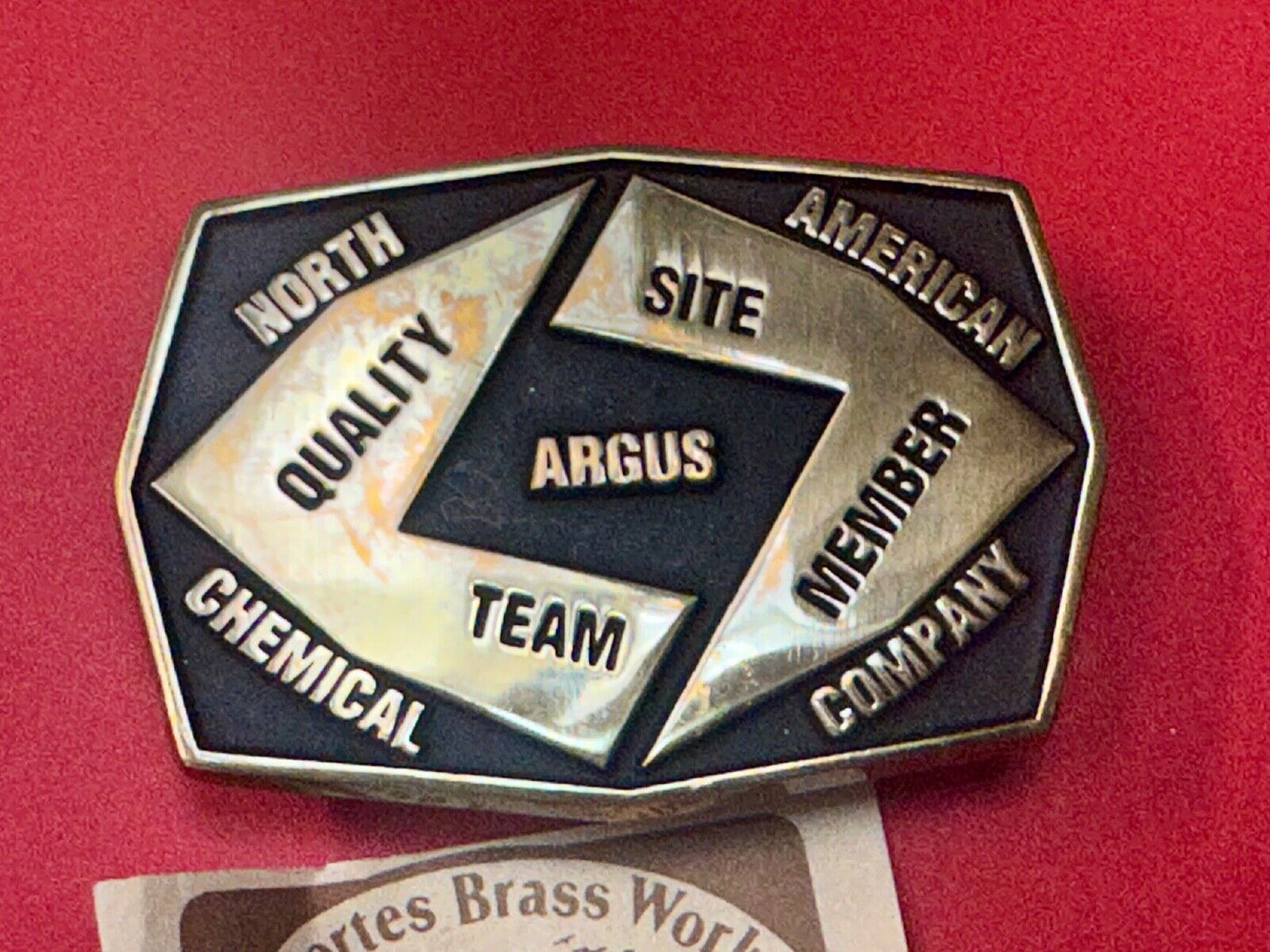 Aegius North American Chemical Company team member brass Anacortes belt buckle