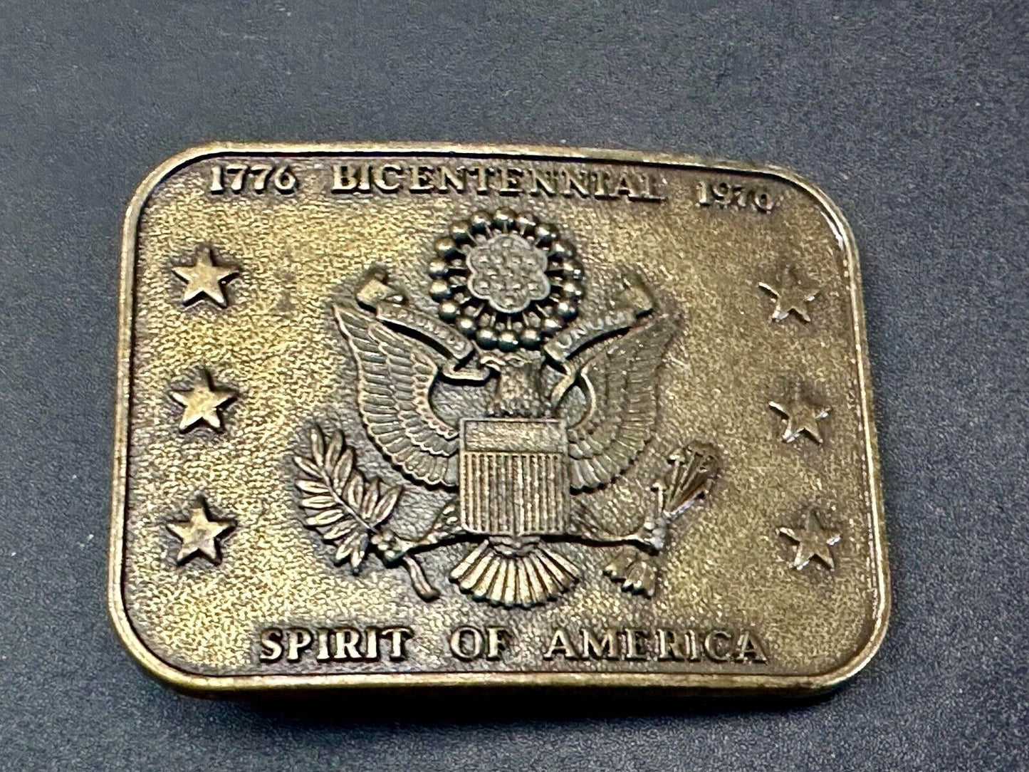 The Spirit of 76 - Patriotic American Eagle Emblem Seal vintage belt buckle