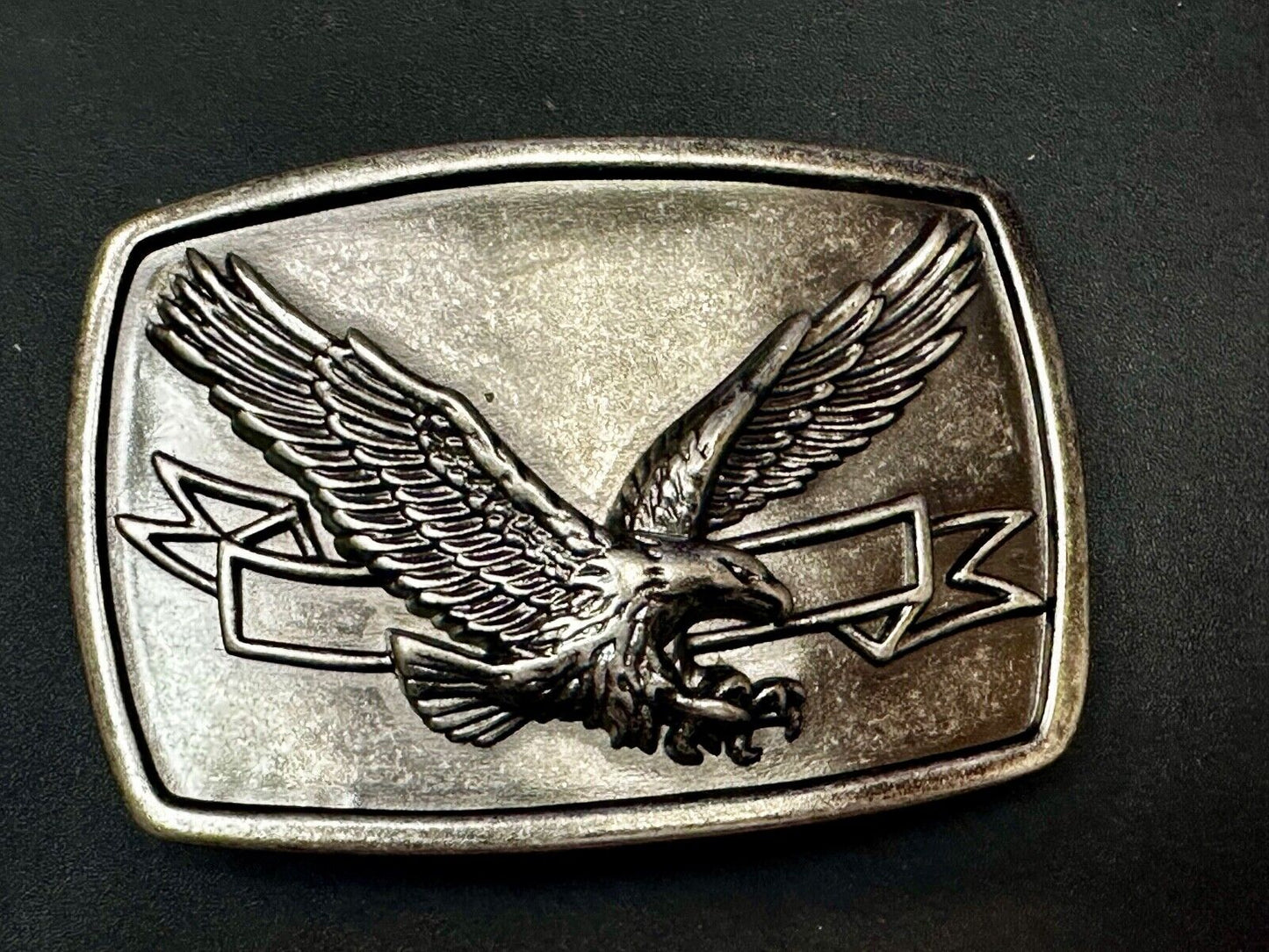 American Eagle Diving Hunting Flying With Ribbon Scroll Belt Buckle