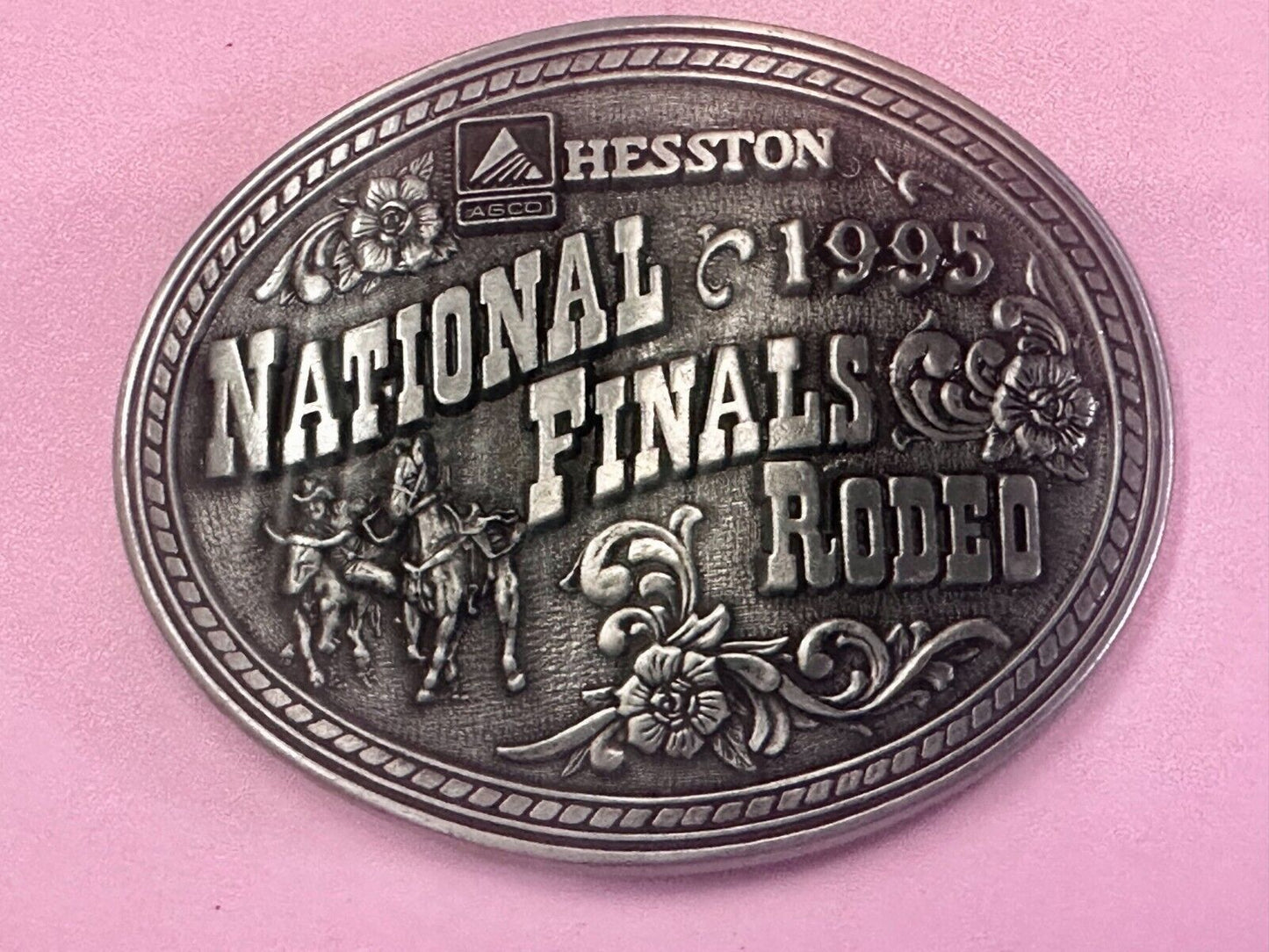 1995 ADM Hesston NFR National Finals Rodeo Cowboys Western Belt Buckle