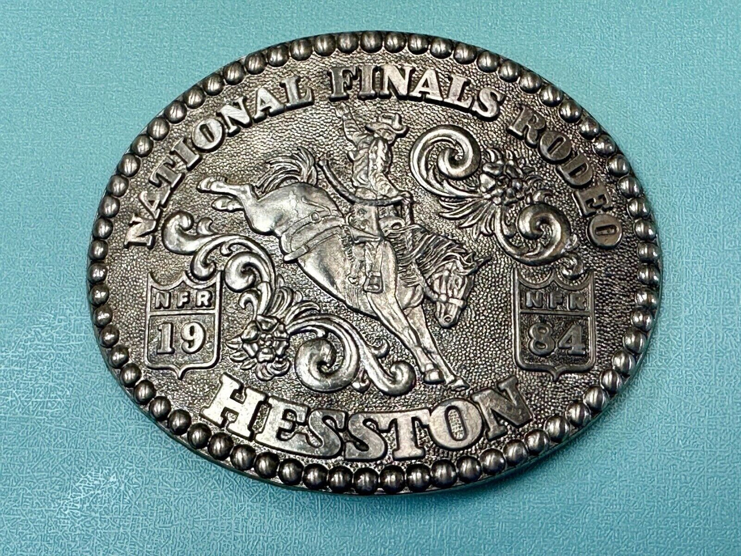 1984 Hesston National Finals Rodeo NFR Limited Edition Collectors Belt Buckle