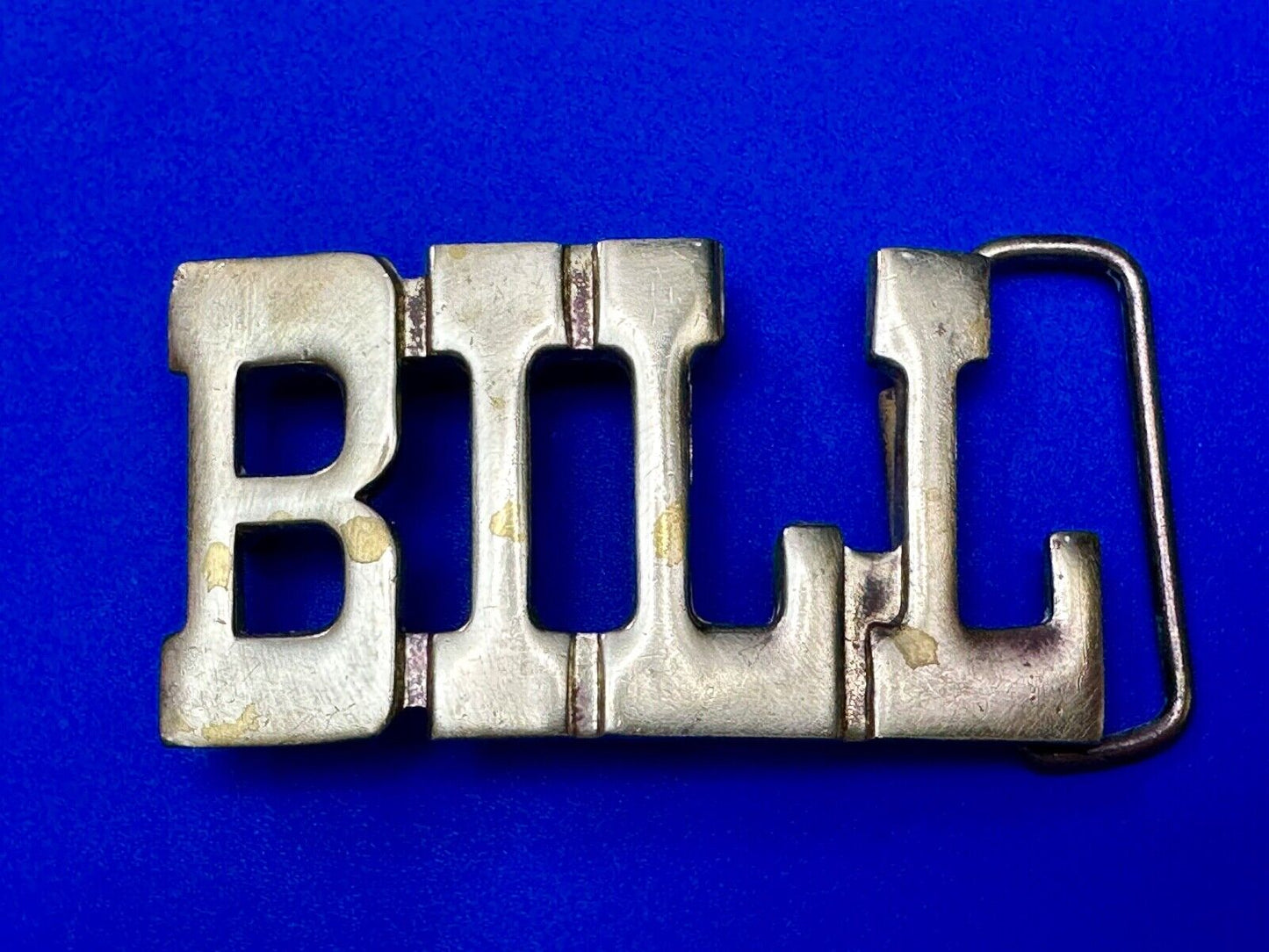 BILL Custom Name in cutout block letters solid brass Baron Belt Buckle