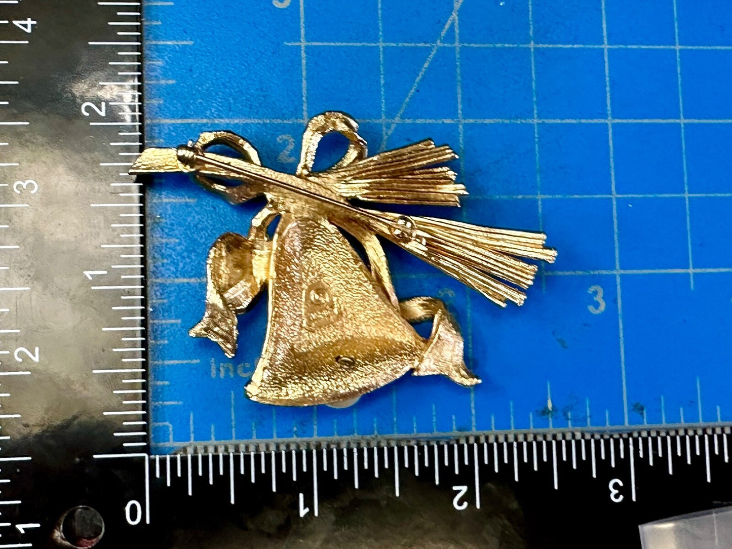 Bell & Pearl Ringer - Napier Signed Vintage Gold Tone Brooch Pin