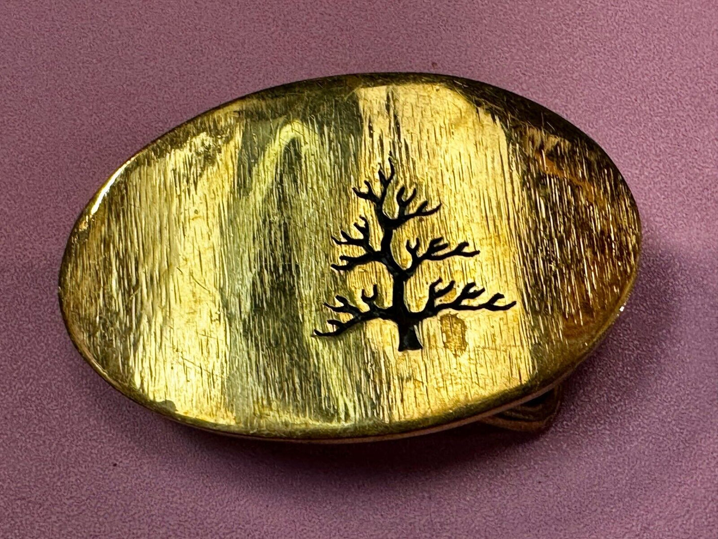 Black inland Fall Tree Small Hippy Vibe Brass Belt Buckle for up to a 1.25" belt