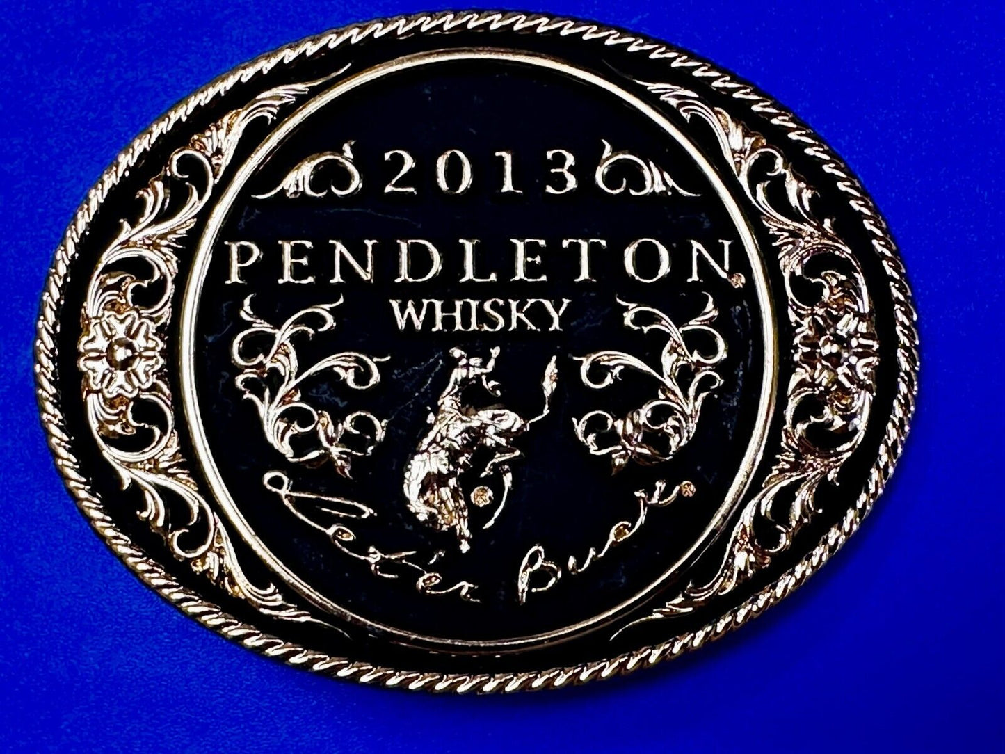 2013 Pendleton Whiskey Let'er Buck Rodeo Cowboy Montana Silversmiths Belt Buckle
