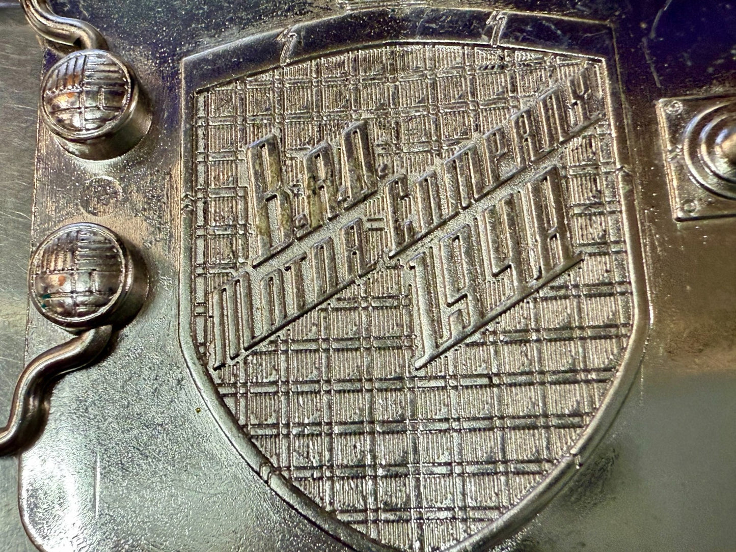 BAD B.A.D. Motor Company 1948 Dragon Crest Shield Logo Promotional Belt Buckle