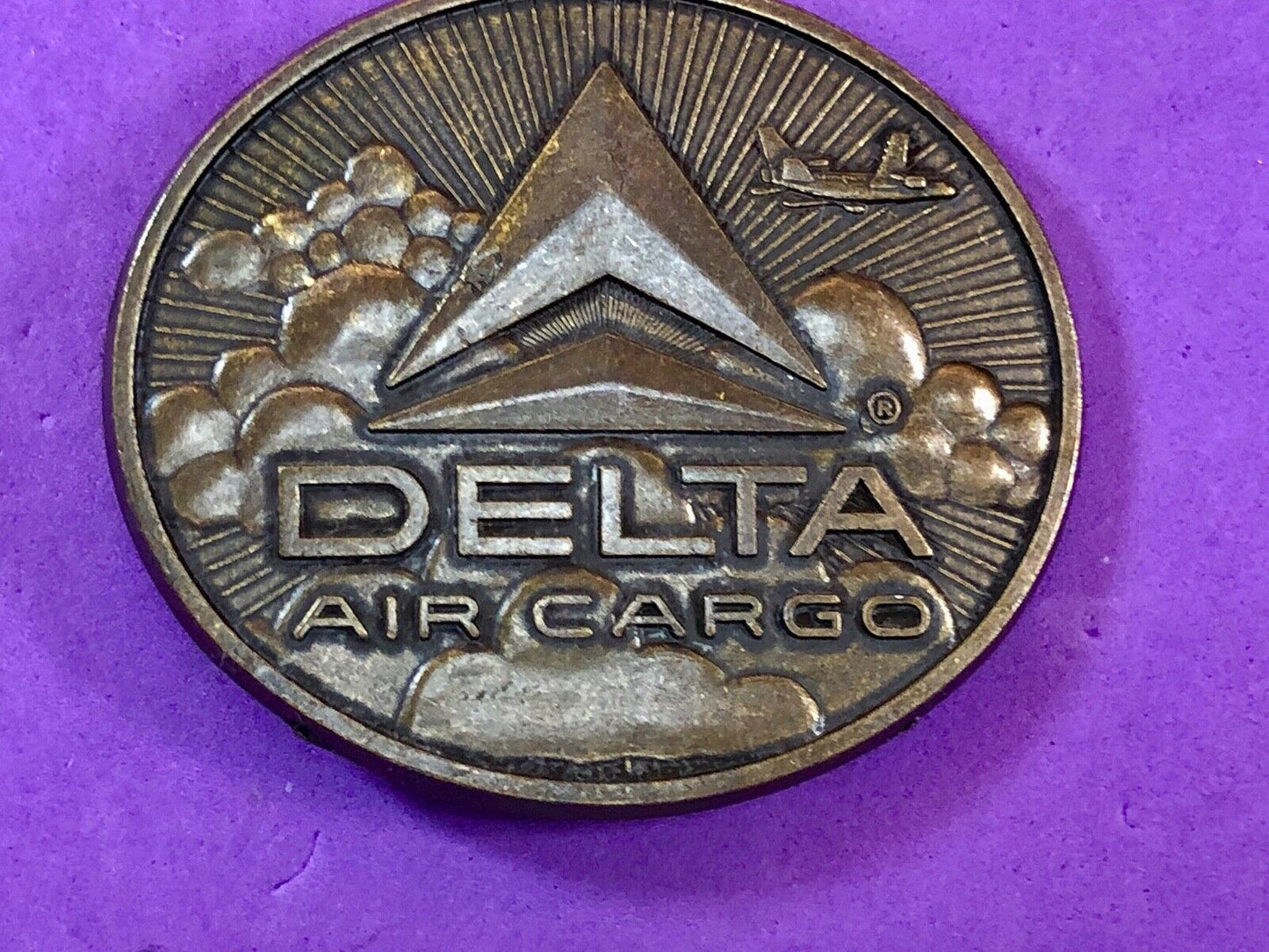 Vintage DELTA Air CARGO airlines brass tone Belt Buckle