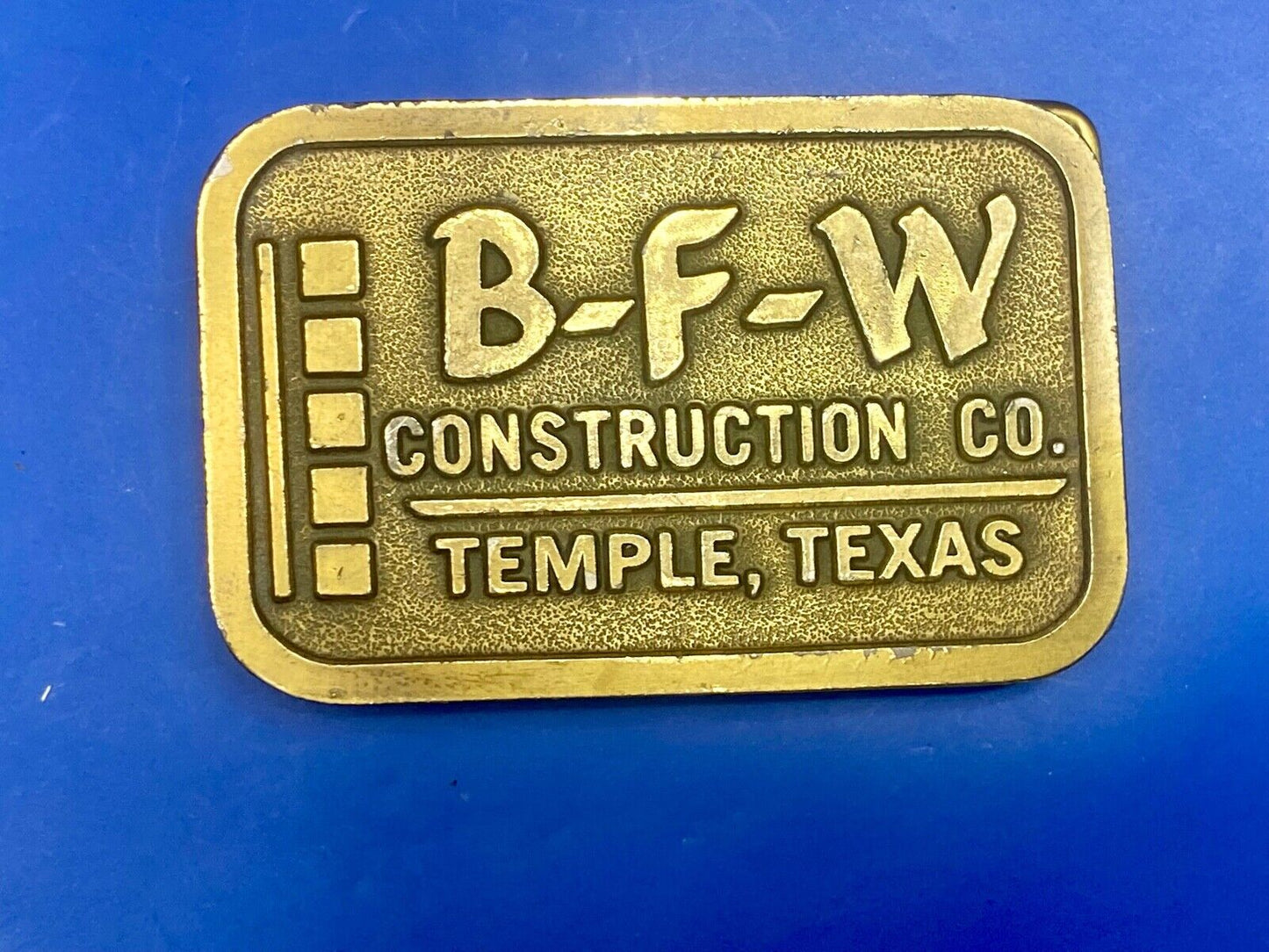 Temple Texas TX B-F-W Construction Company Advertising promo belt buckle