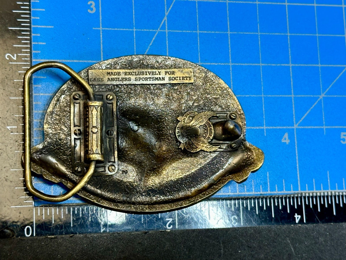 BASS Anglers Sportsman Society LIFE MEMBER Brass Tone Great American Belt Buckle