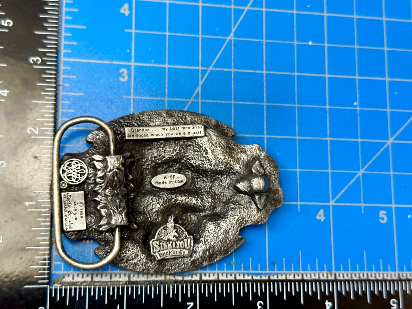 1988 Deep Cast Pewter " GRANDPA " Belt BUCKLE ~ # A-80 by Siskiyou Made in USA