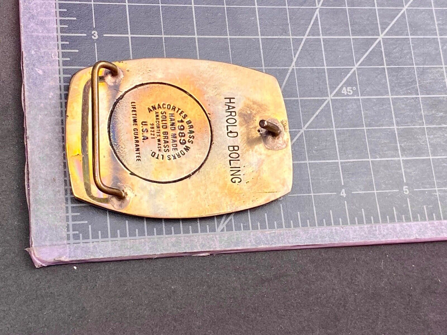 Vintage Clifton Morenci Rotary Club 50 years of service celebration belt buckle