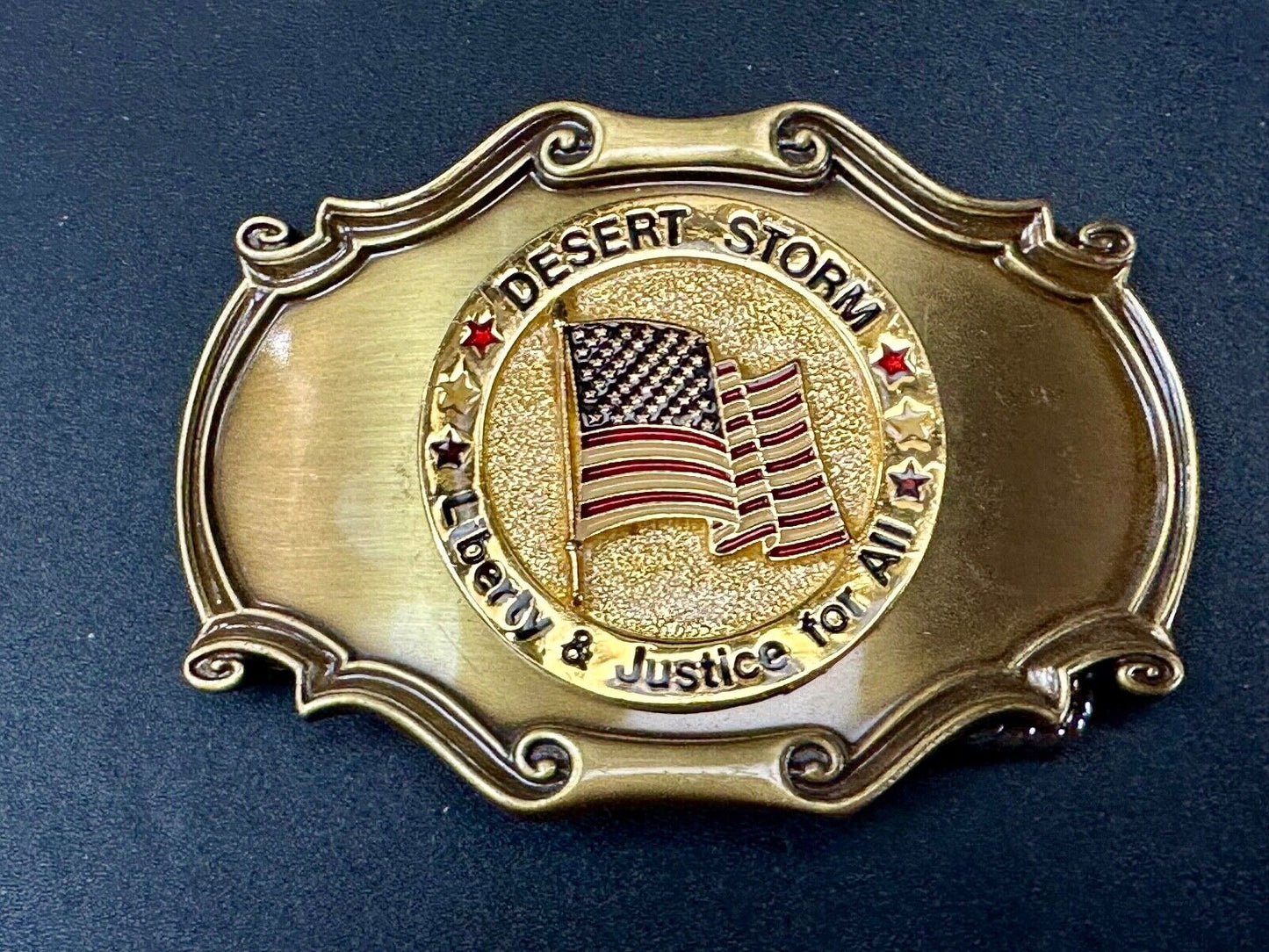 USA Flag Patriot Desert Storm Liberty & Justice for all Custom made Belt Buckle