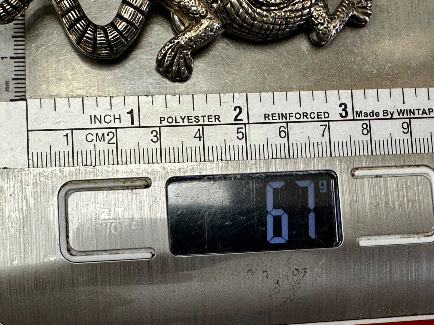 Alligators Crocodiles multi segmented gold tone large Vintage Belt Buckle Loops