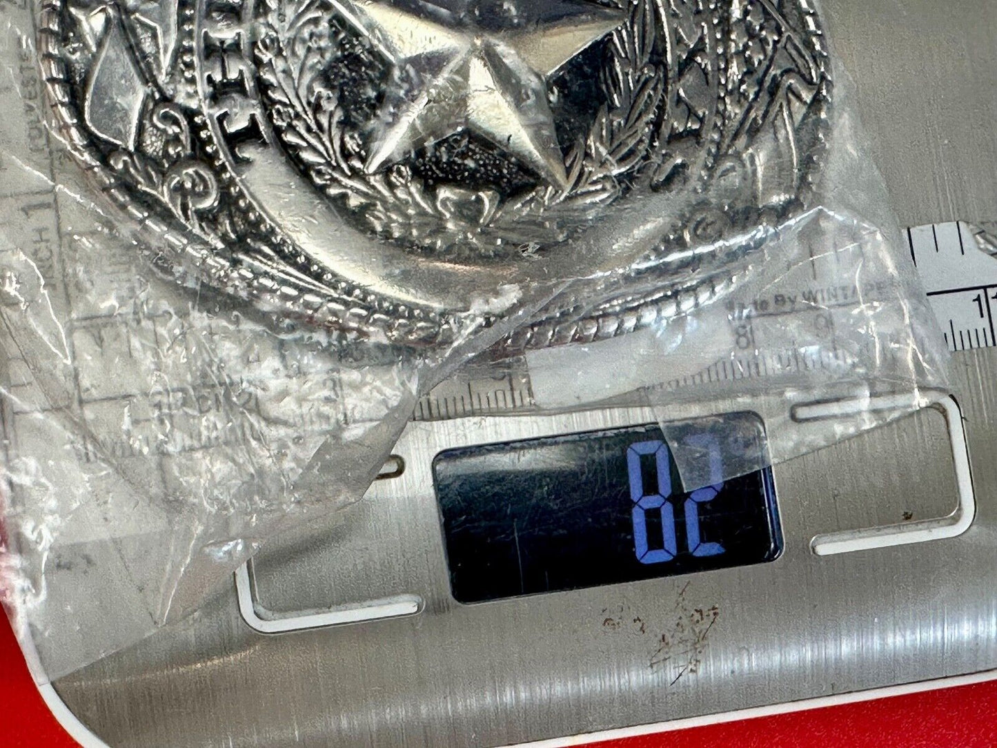 The Great State of Texas - Lone Star Flags seal silver tone NOS belt buckle