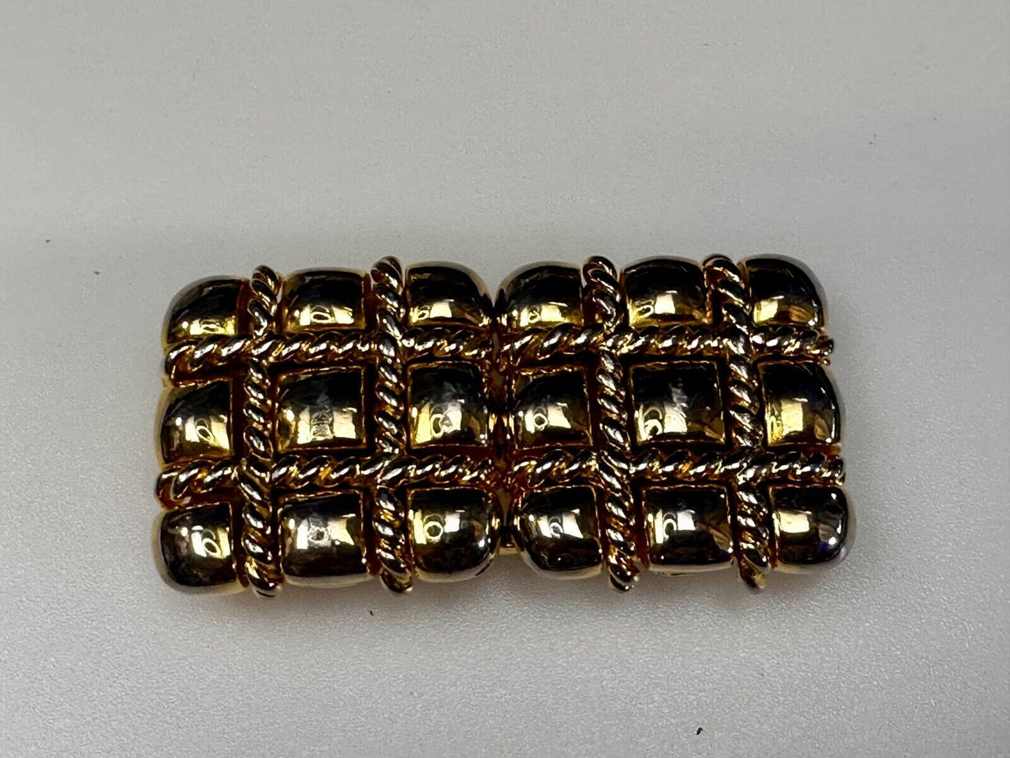 Tic Tax Toe Square Two Piece Interlocking Gold Tone Vintage Paquette Belt Buckle