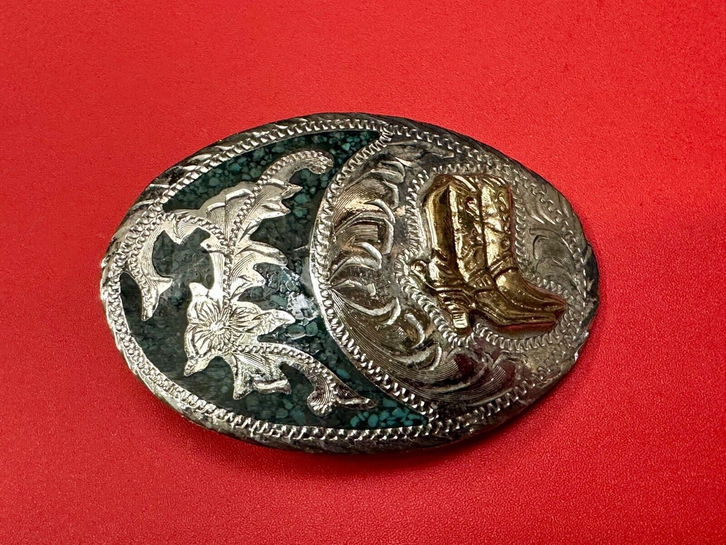 Beautiful Alpaca Mexico Vintage Cowboy Boots Western ornate Vintage belt buckle