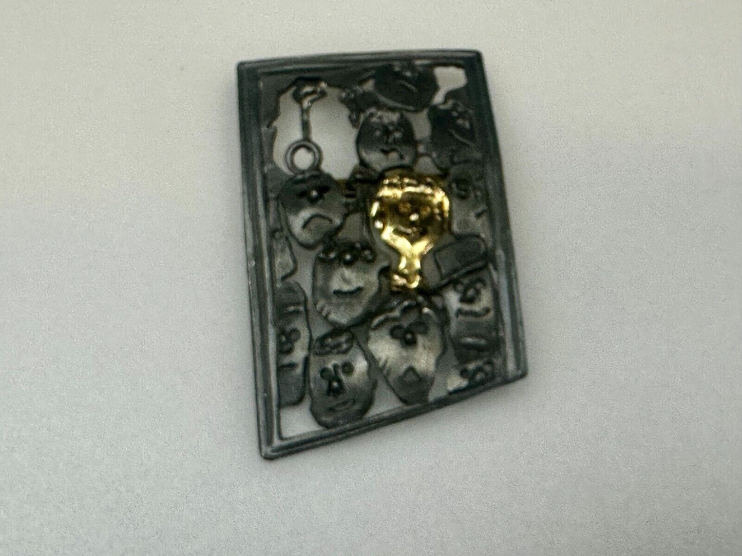 The Standout! Many Faces in Asymmetric Frame Vintage Pewter Brooch Pin by Ultra