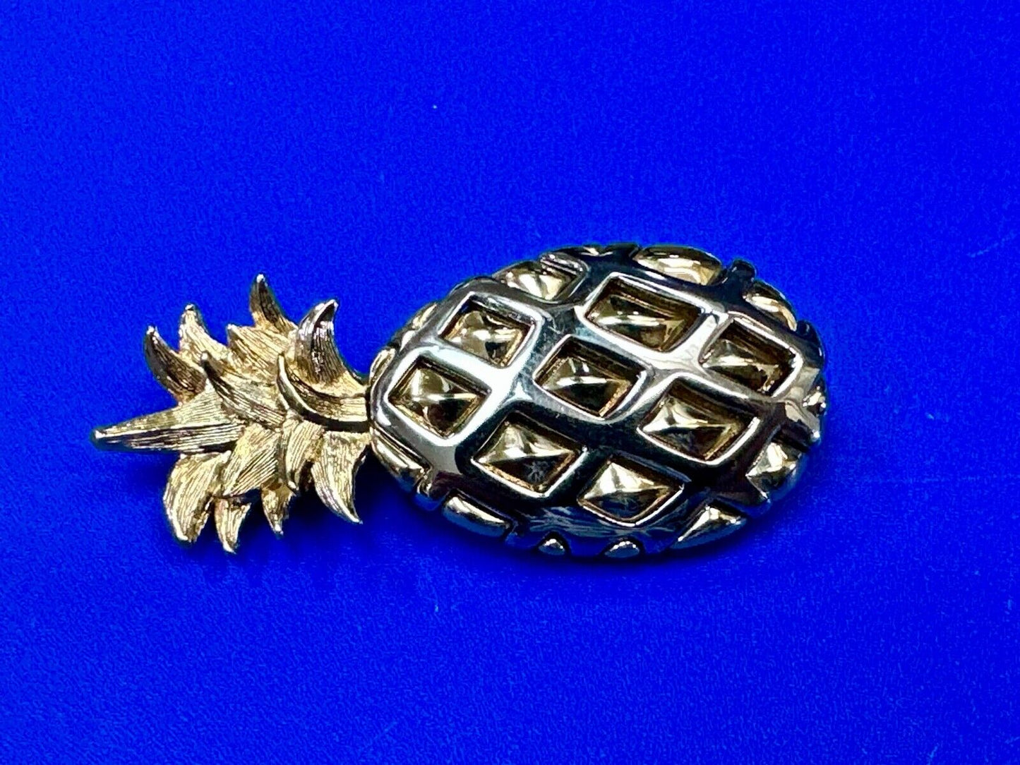 Vintage Jewelry Signed LC Silver & Gold Tone Pineapple