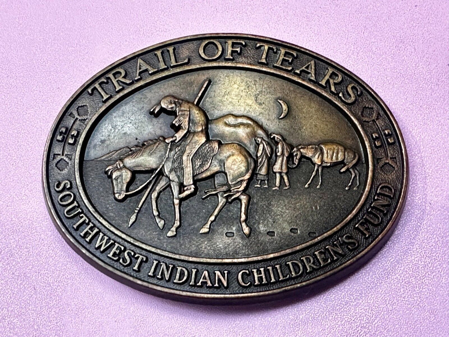 Trail of Tears Southwest Indian Children's Fund Vintage numbered Belt Buckle