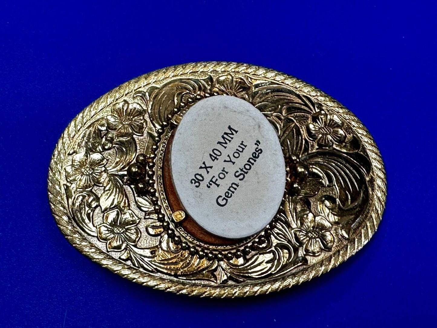 30 x 40 mm Western gold tone Ornate Belt Buckle To Mount Your Cabochon Gem Stone