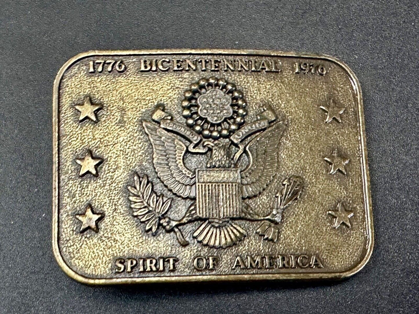 The Spirit of 76 - Patriotic American Eagle Emblem Seal vintage belt buckle