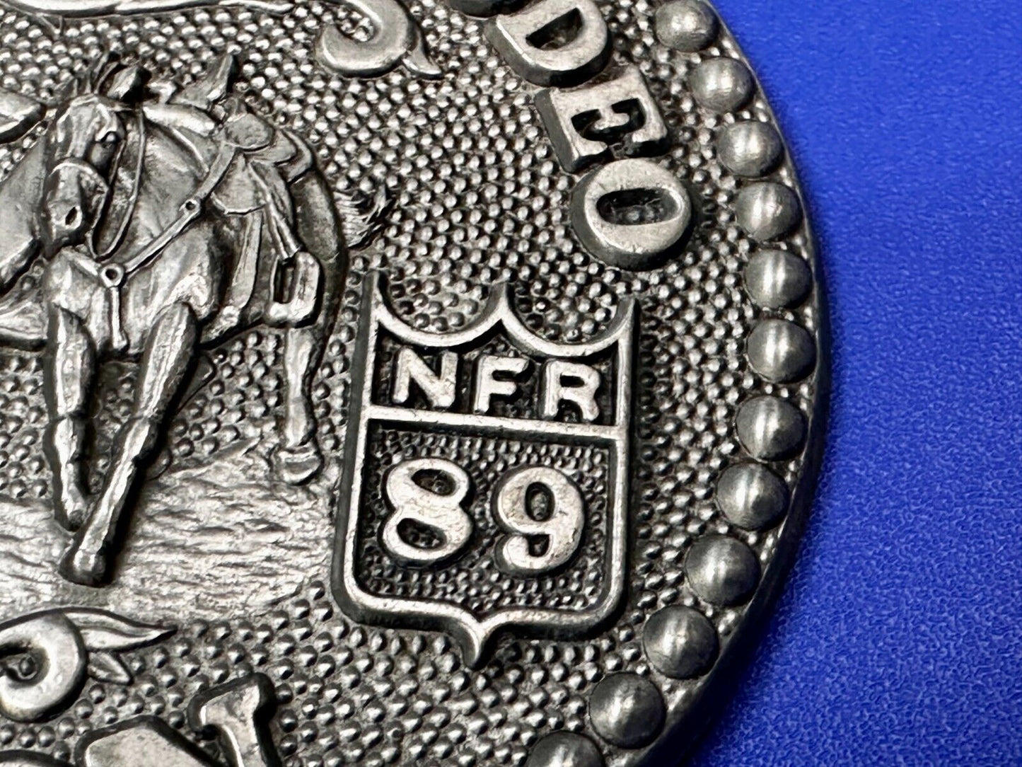 1989 ADM Hesston NFR National Finals Rodeo Cowboys Western Belt Buckle