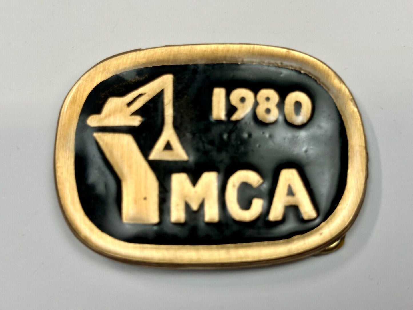 Vintage 1980 MCA crane Construction Street Heavy Equipment belt buckle