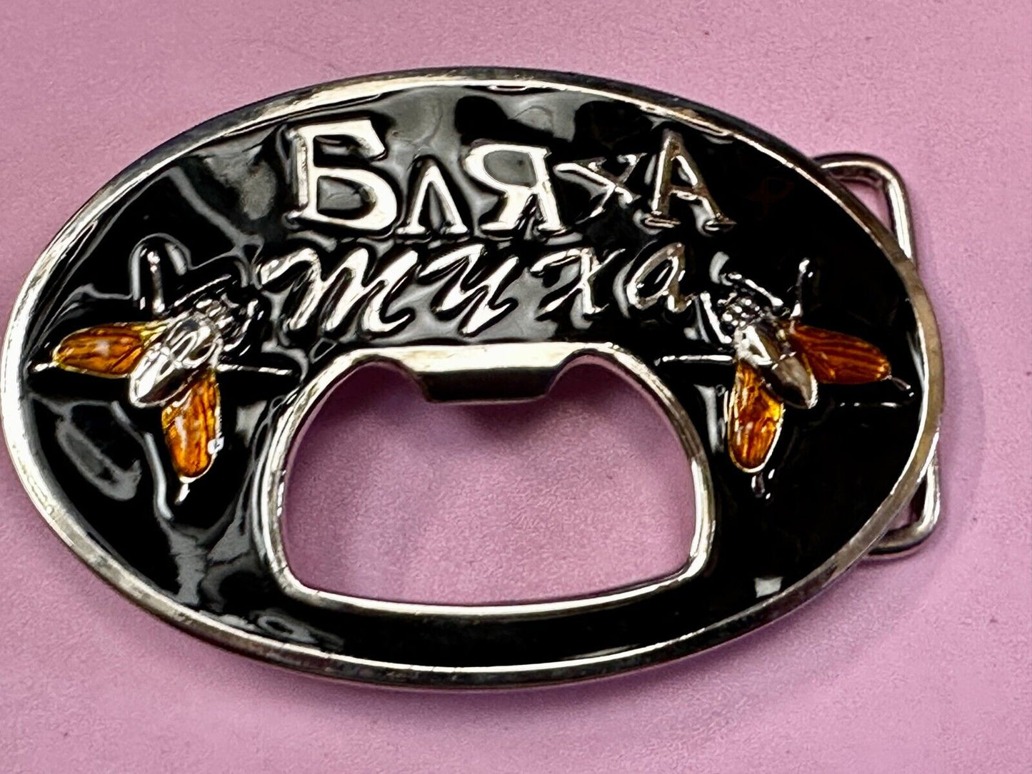 Barxa Muxa with Flying Bee Hornet Design Belt Buckle with Bottle Opener