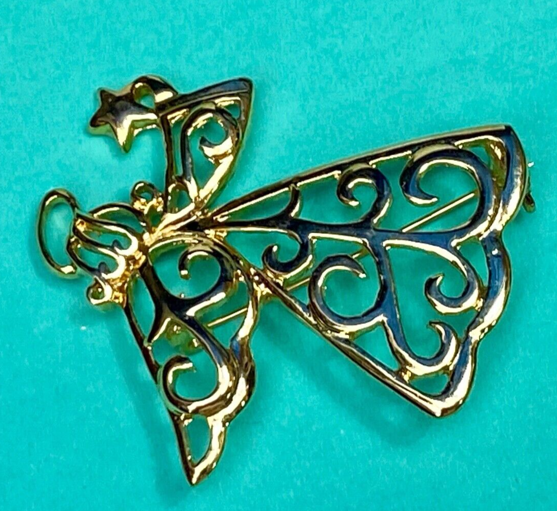 Vintage Angle Unique Cutout Gold Tone Brooch Pin By Premier Designs