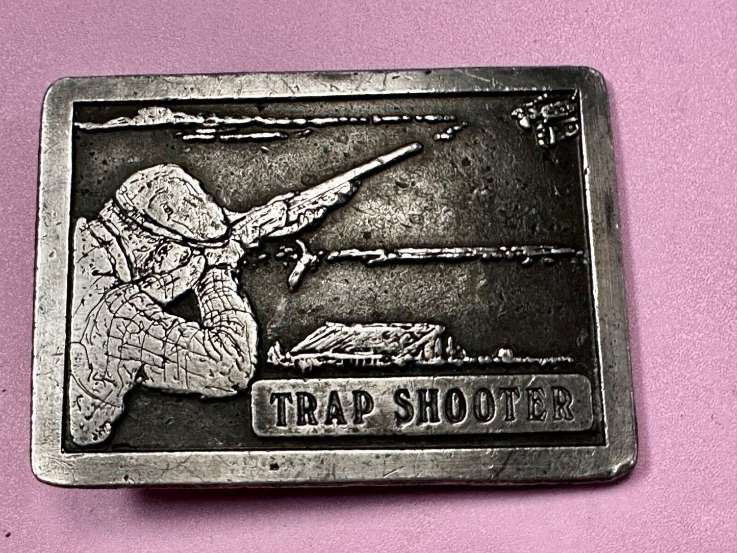 Trap Shooter Shooting Positions Gun Rifle Sports Vintage 1976 Belt Buckle by NS