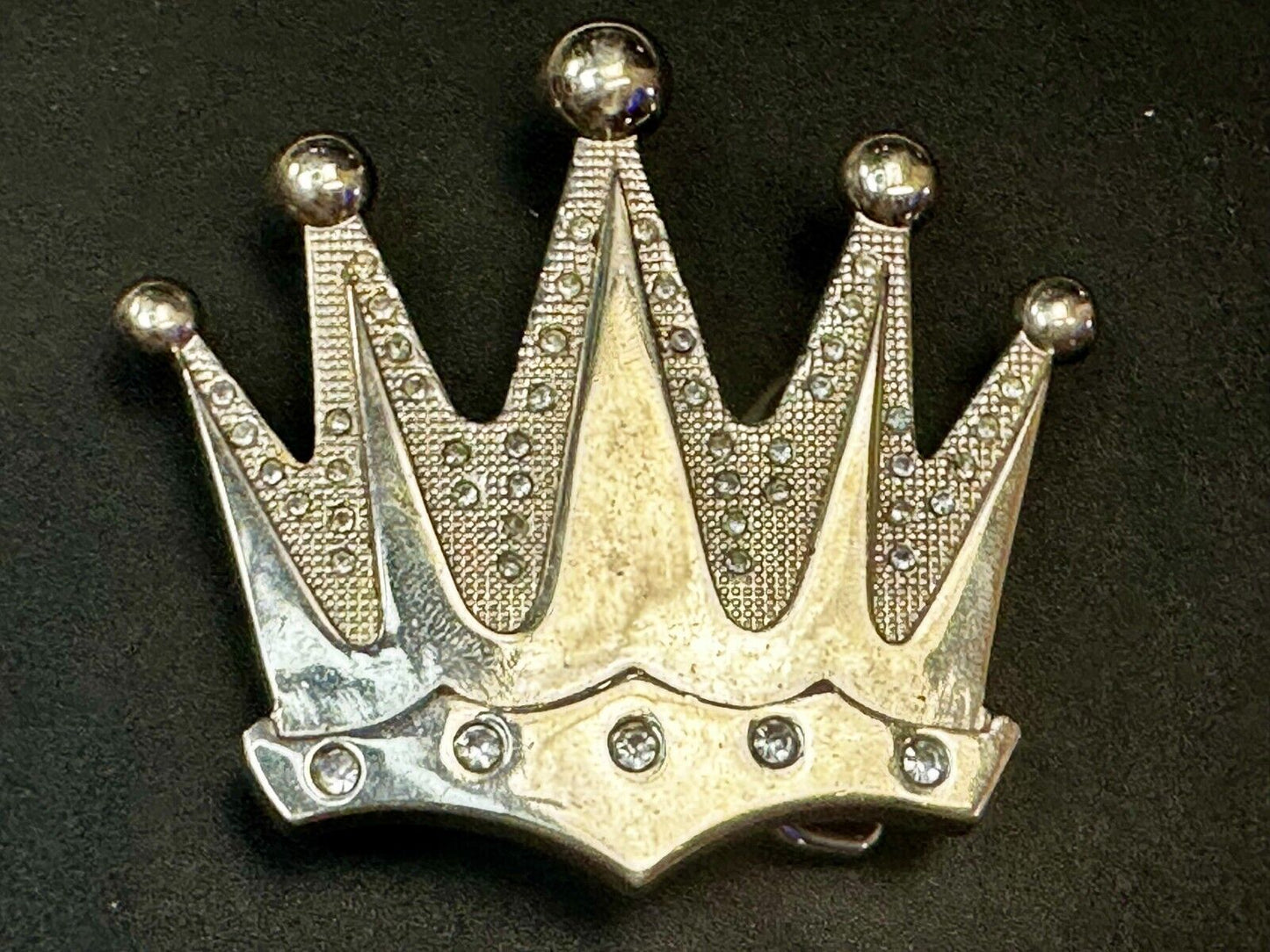 Beautiful Cutout CROWN Five Pointed Figural Rhinestone Accented Belt Buckle