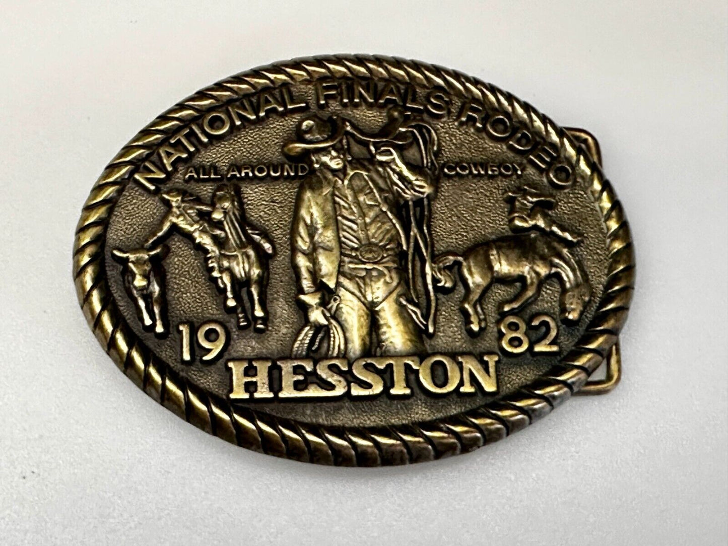 1982 Hesston NFR National Finals Rodeo Cowboys Western Belt Buckle