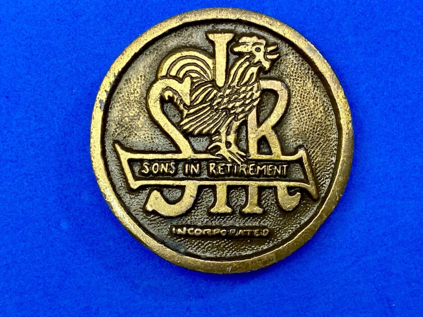 Vintage California SIR - Sons in Retirement round logo belt buckle