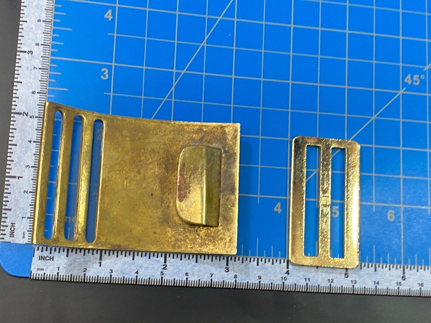 Vintage 2 pc N.S. Meyer Inc New York Brass Dress Military belt buckle