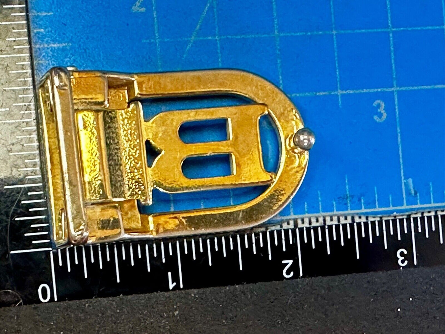 B - Letter Initial Monogram Vintage Gold tone swing arm small belt buckle