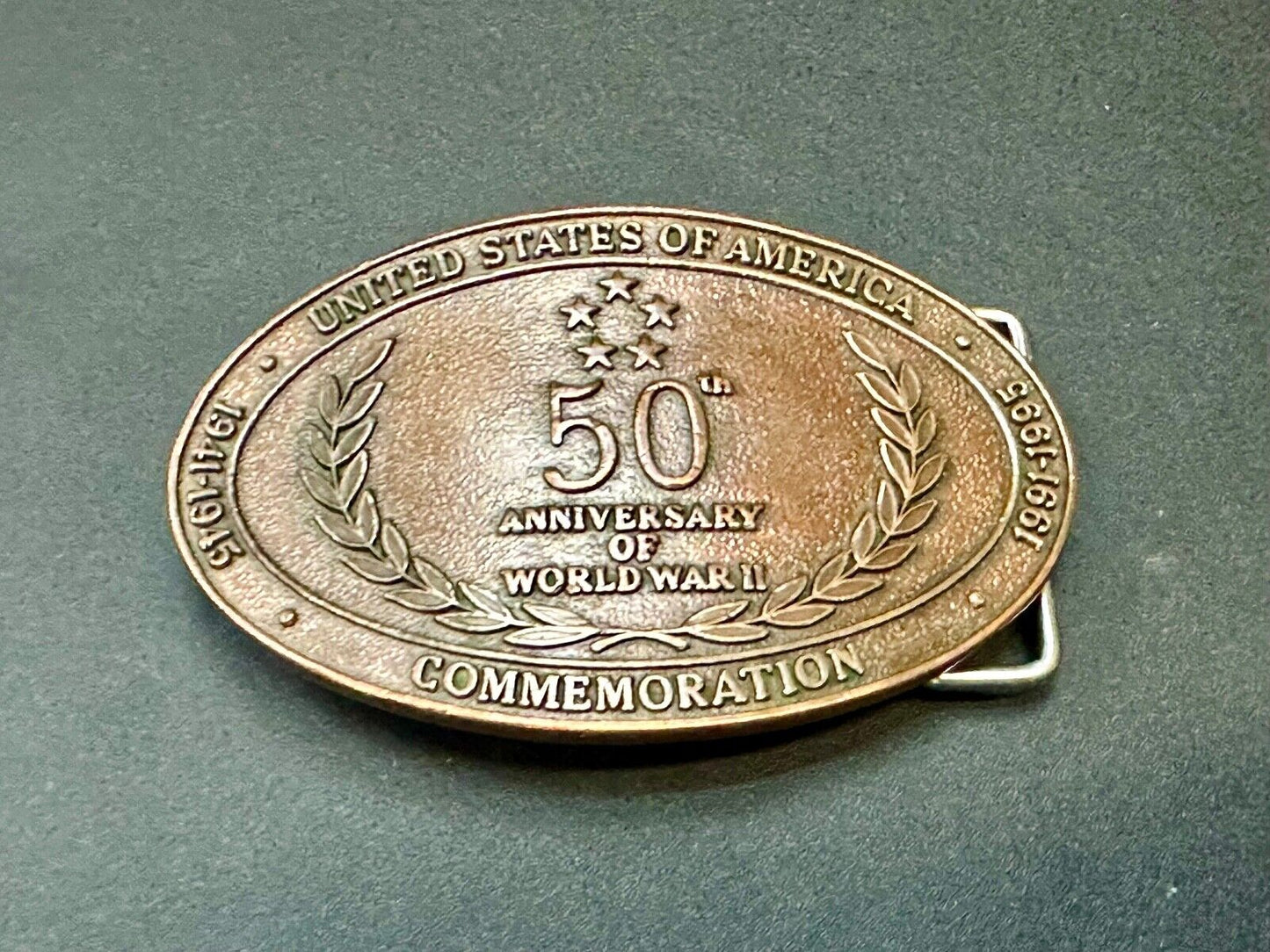 United Stated 50th Anniversary of World War 2 Commemorative belt buckle Crew INC