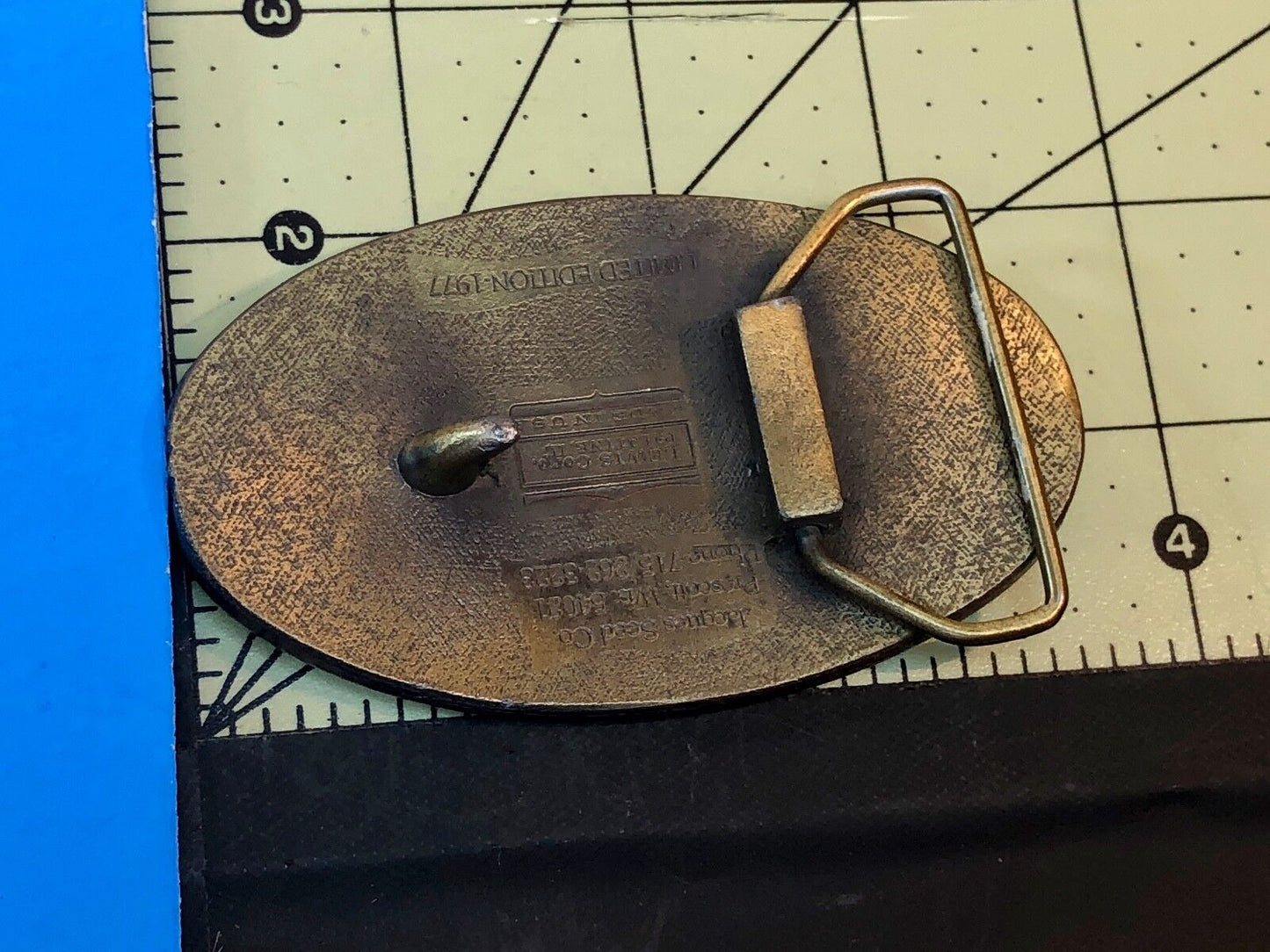 1970’s Jacques Seeds belt buckle farmers feed the world. Limited ED. Lewis