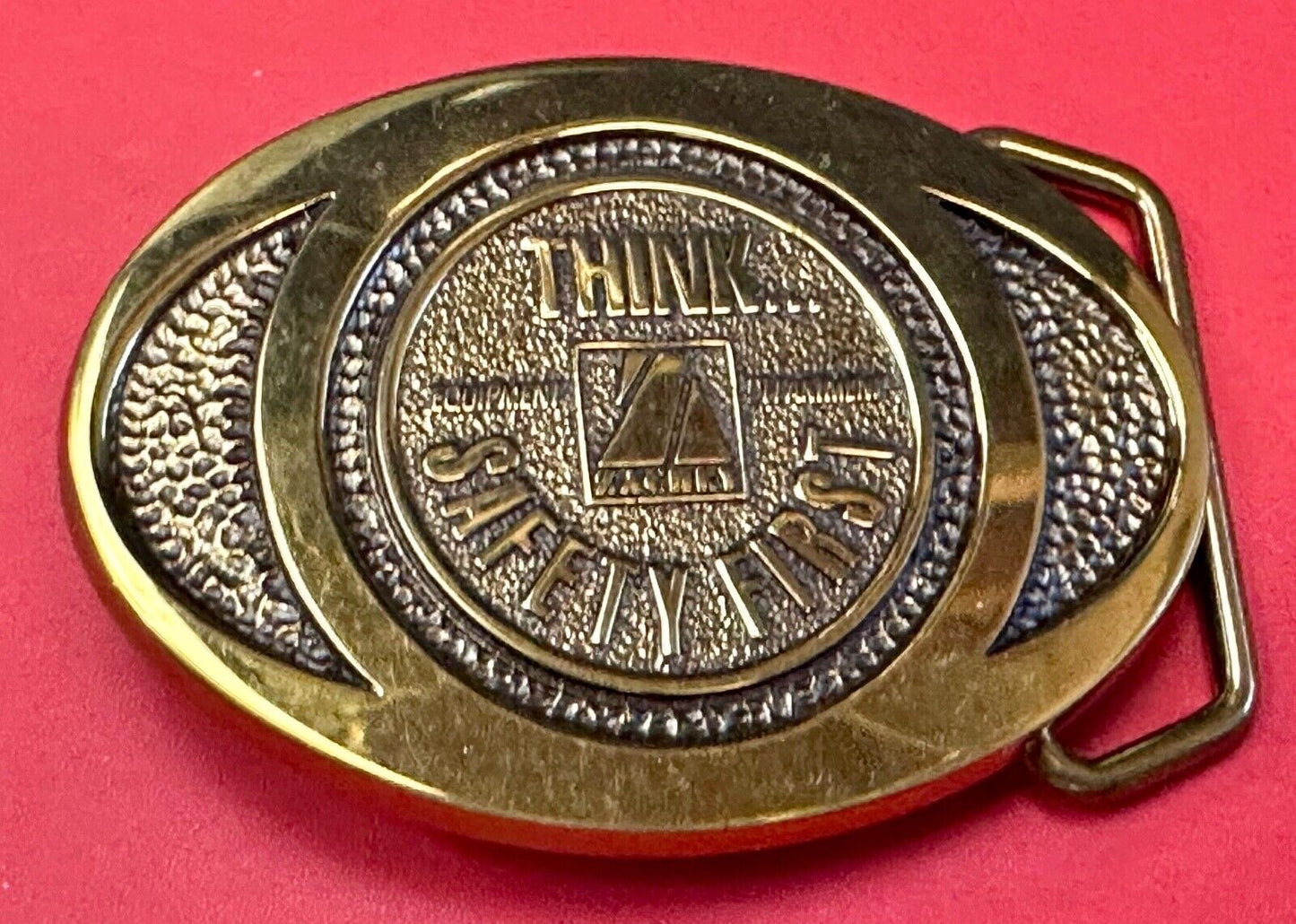 THINK Safety First ZACHRY Equipment Department Vintage 1991 BTS belt buckle