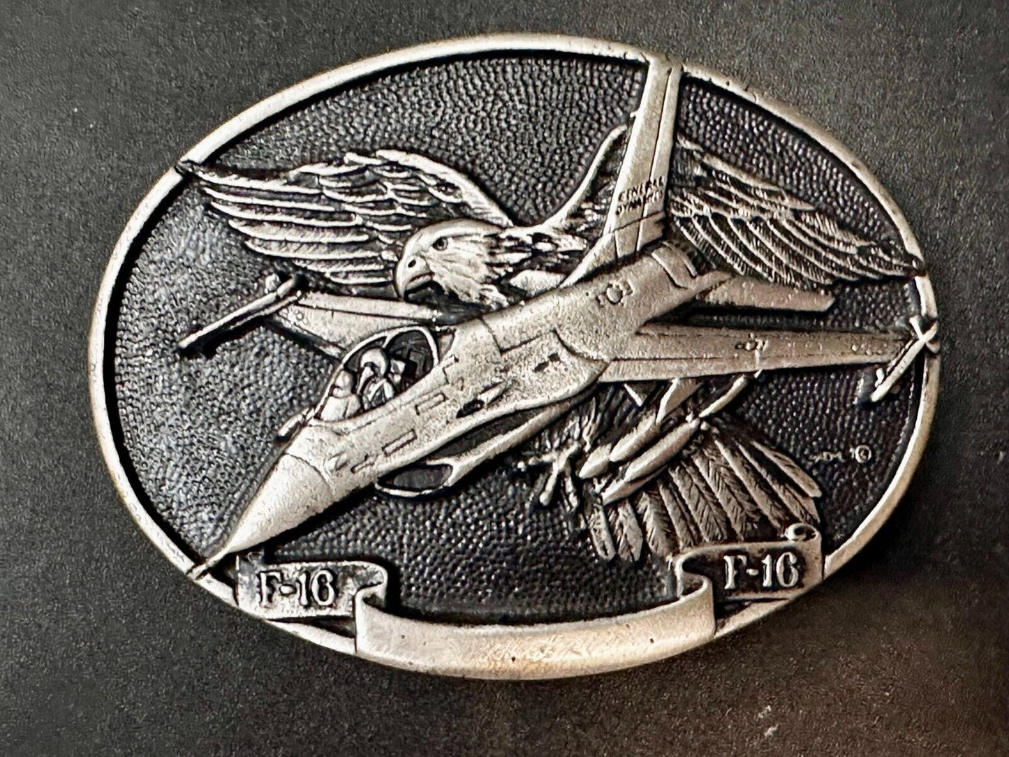 USAF F-16 Fighting Falcon Fighter Jet Airplane War Belt Buckle by Rey Okims