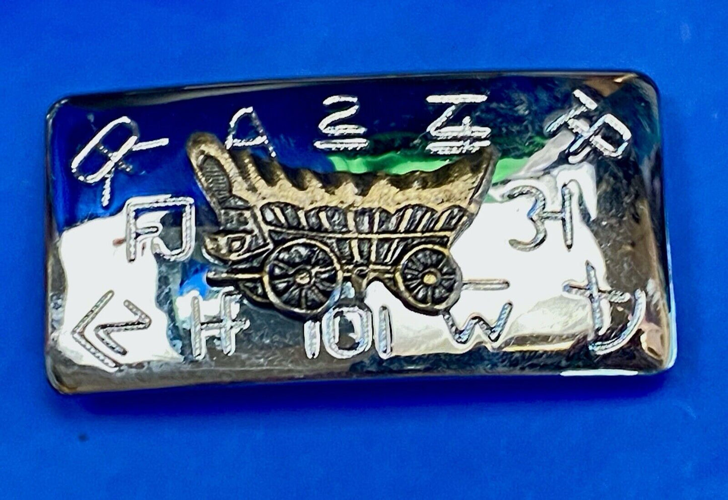 Vintage Covered Wagon And Cattle Branding Symbols Two Tone Chambers Belt Buckle