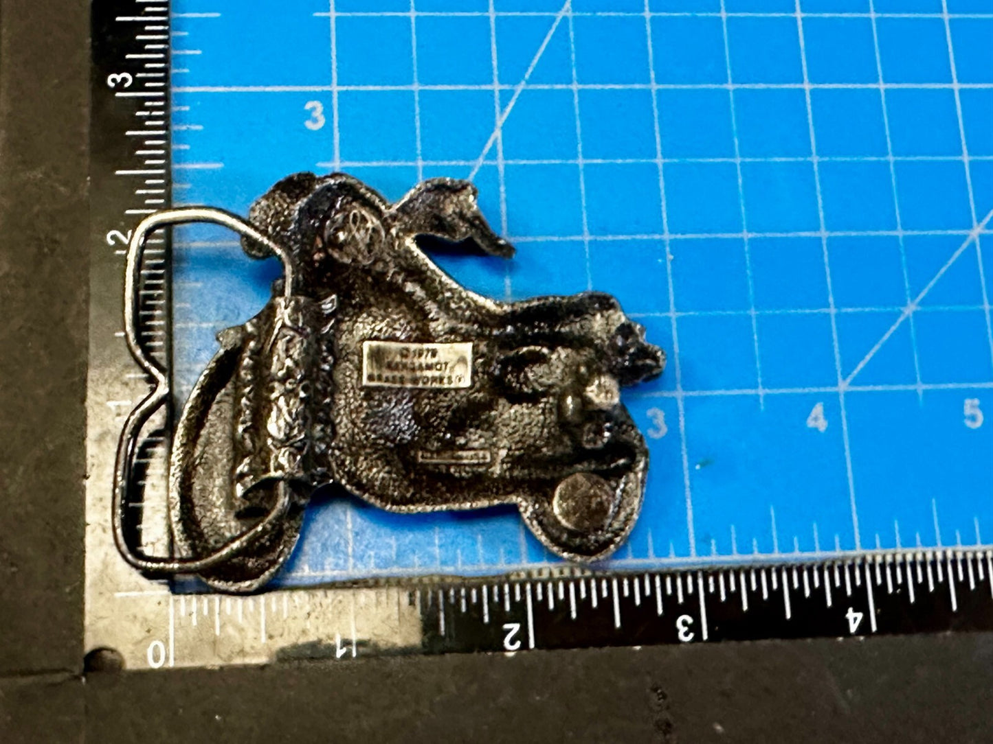 Vintage Chopper Motorcycle Bike Cutout 1979 Biker Rider Bergamot Belt Buckle