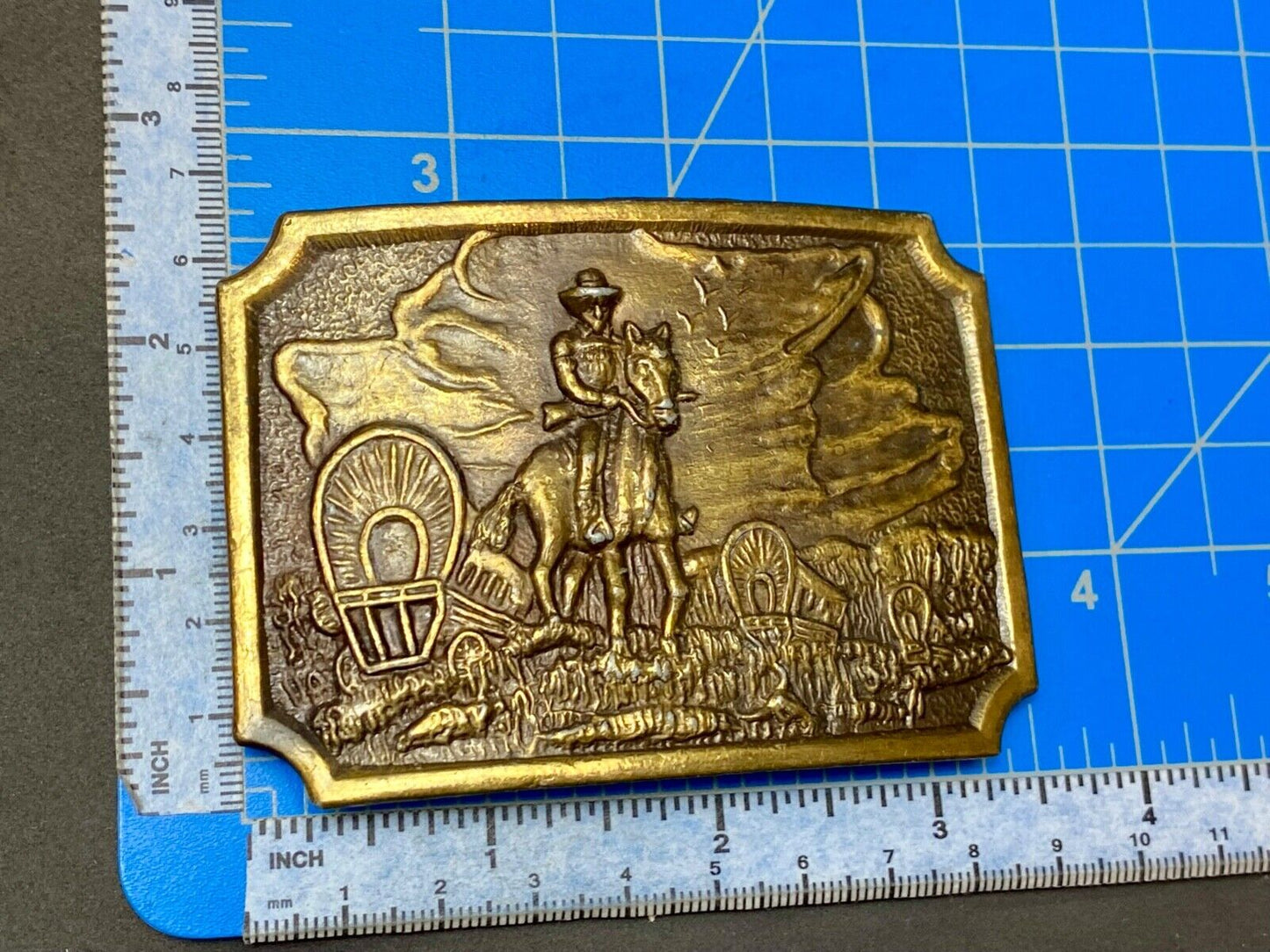 Tall in the Saddle Art Western Horse and Cowboy way of life! Vintage belt buckle