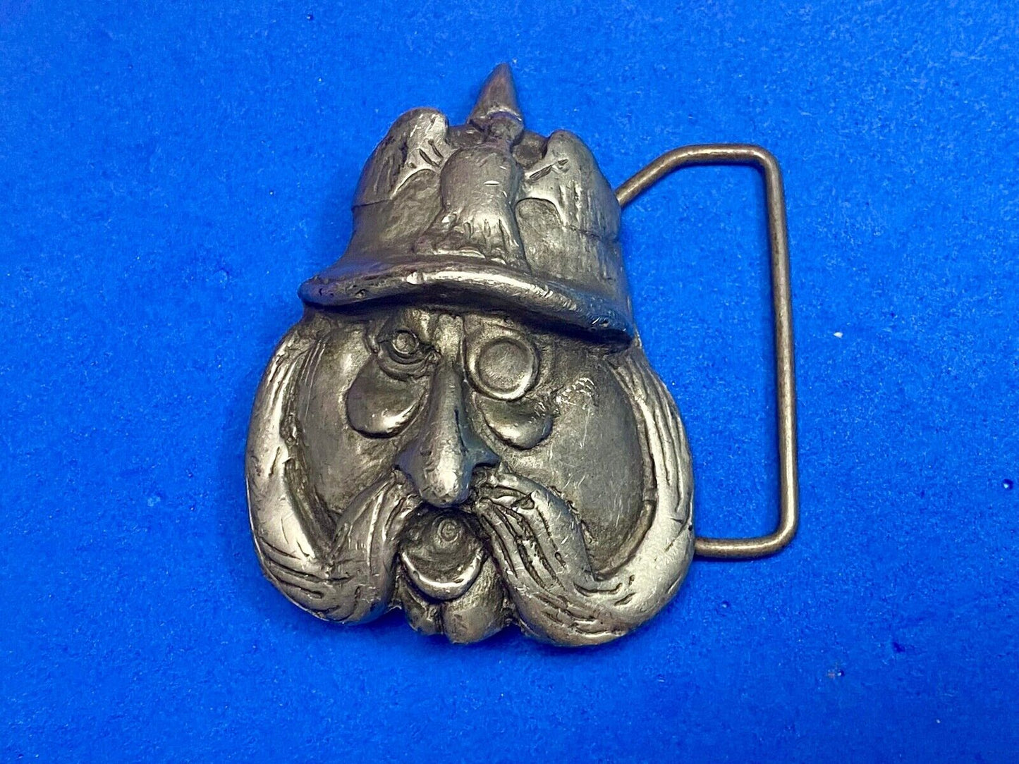 Vintage Head Herman Black Belt Buckle Art Nouveau Singing! Indiana Metal Craft