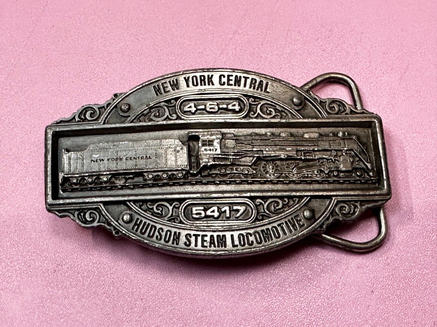 1985 New York Central Hudson Steam Locomotive belt buckle Bergamot Brass Works